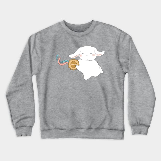 Tamborine Holland Lop White Rabbit | Bunniesmee Crewneck Sweatshirt by GambarGrace